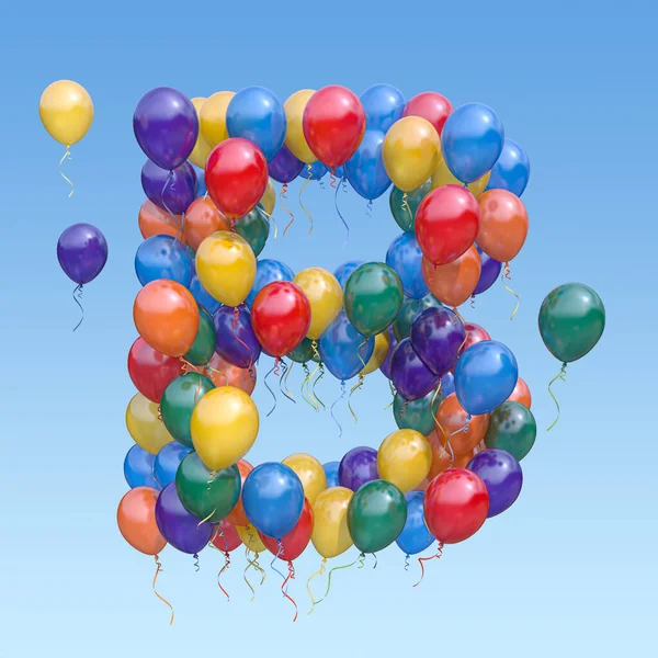 Litera Balonów Niebie List Tekstowy Wakacje Urodziny Uroczystości Ilustracja — Zdjęcie stockowe