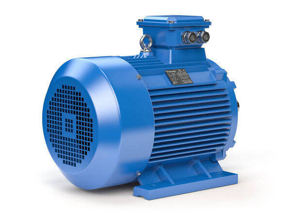 Промышленный электродвигатель изолирован на белый. 3d иллюстрация