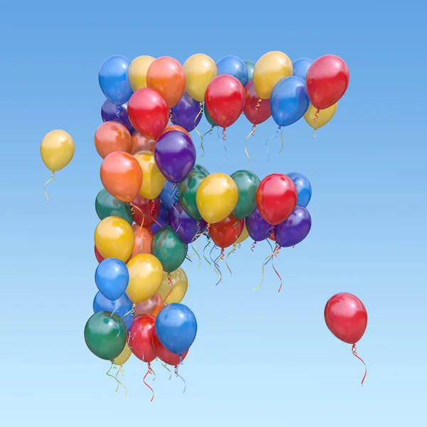 Buchstabe Aus Luftballons Himmel Textbrief Für Urlaub Geburtstag Feier Illustration — Stockfoto