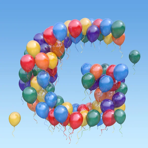 Buchstabe Aus Luftballons Himmel Textbrief Für Urlaub Geburtstag Feier Illustration — Stockfoto