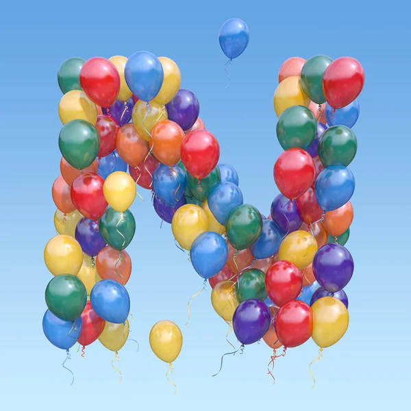 Gökyüzündeki Balonlardan Harfi Tatil Doğum Günü Kutlama Için Kısa Bir — Stok fotoğraf