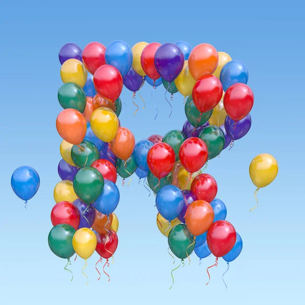 来自空中气球的字母R 庆祝会的短信 3D说明 — 图库照片