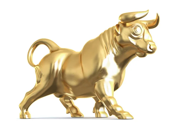 Golden Bull Isolated White Backgound Illustration — Stock Photo, Image