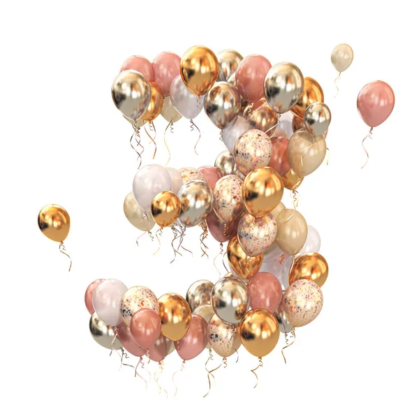 Baloon Bunch Form Number Three Isolated White Text Letter Age — Stock Photo, Image