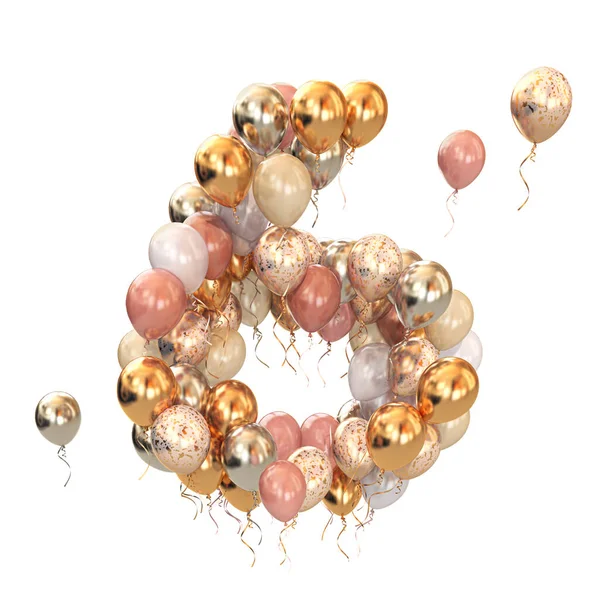 Numaralı Balon Grubu Beyazın Üstüne Izole Edilmiş Yaş Tatil Doğum — Stok fotoğraf