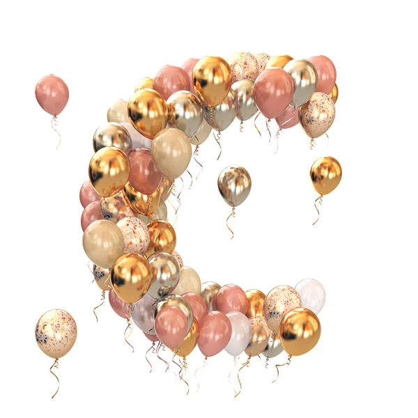 Lettera Palloncini Isolata Bianco Lettera Testo Vacanza Compleanno Celebrazione Illustrazione — Foto Stock