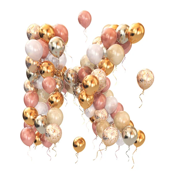 Buchstabe Aus Luftballons Auf Weiß Isoliert Textbrief Für Urlaub Geburtstag — Stockfoto