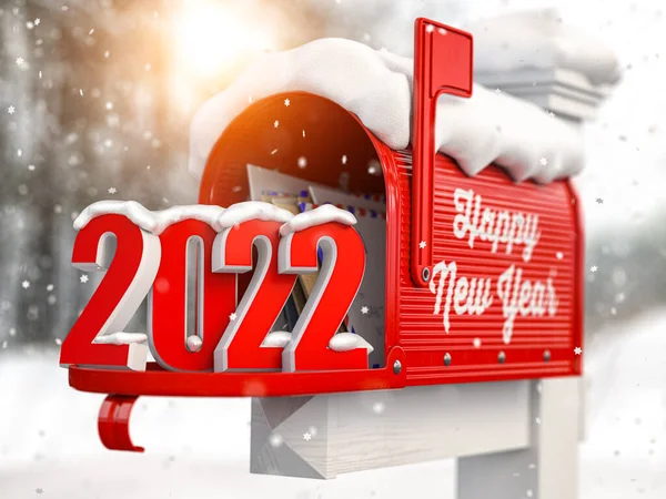 Boldog Évet 2022 Ben Postaláda Betűkkel 2022 Számmal Illusztráció — Stock Fotó