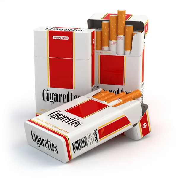 Embalagem de cigarro sobre fundo branco isolado — Fotografia de Stock