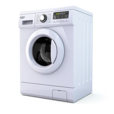 Washing machine on white isolated background.