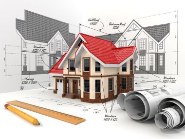 farklı tahminler ve planları taslaklar üzerinde evi.