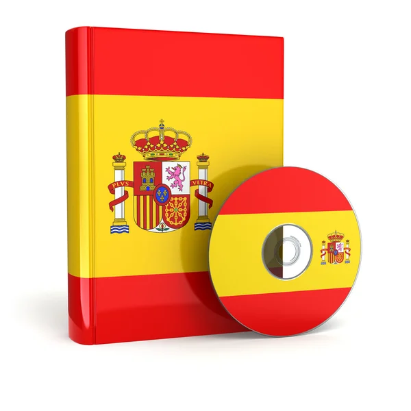 Livro espanhol em capa de bandeira nacional e CD . — Fotografia de Stock