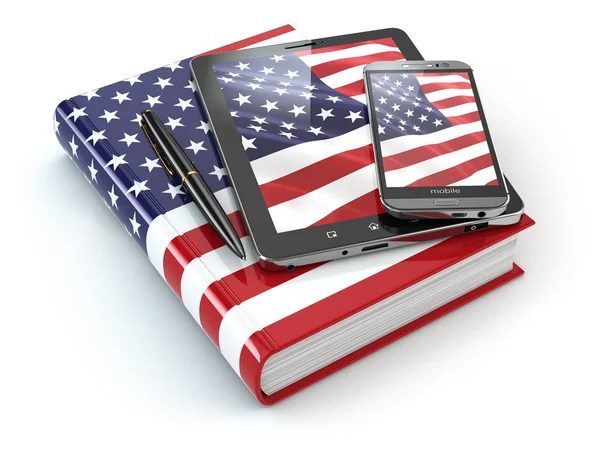 American english learning. Mobile devices, smartphone, tablet pc — Stock Photo, Image