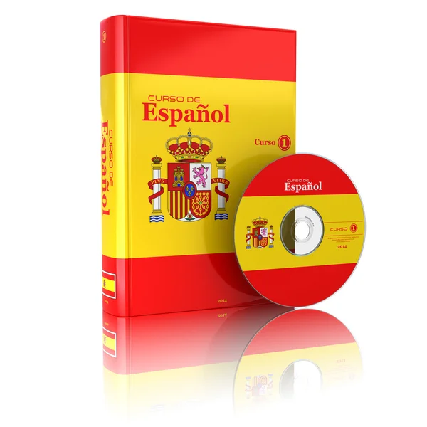 Livro espanhol em capa de bandeira nacional e CD . — Fotografia de Stock