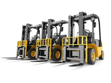 beyaz izole arka planda forklifti.