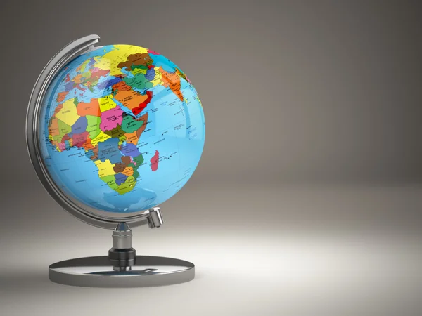 Globe with political map on grey background. — Stock Photo, Image