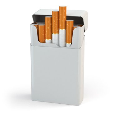 Open full pack of cigarettes isolated on white background clipart