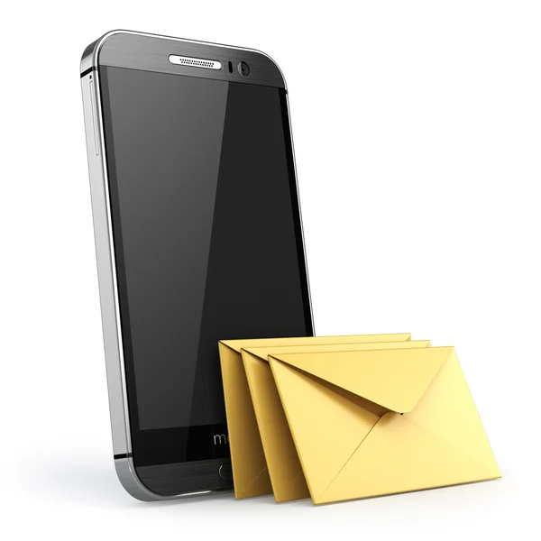 Mobile phone with short message service. Smartphone with envelop — Stock Photo, Image