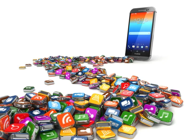 Software. Smartphone o teléfono móvil iconos de la aplicación de fondo . — Foto de Stock