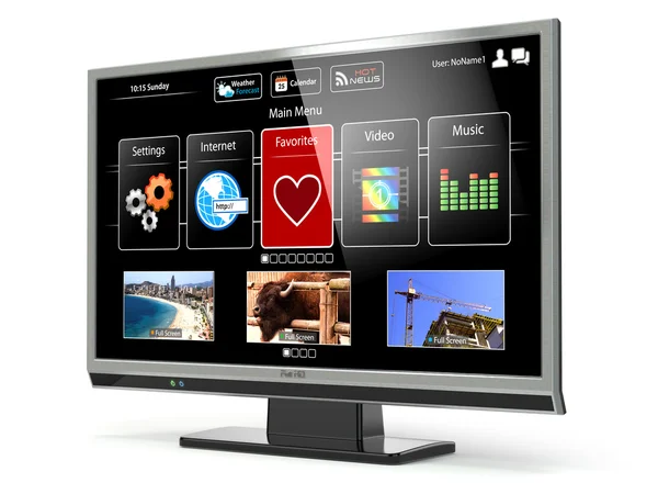 Smart TV flat screen lcd or plasma with web interface.Digital br — Stock Photo, Image