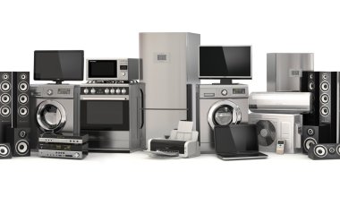 Ev aletleri. Seamless modeli. Cooker, tv sinema, refrigerato
