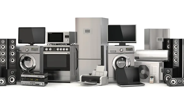 Home appliances.Seamless pattern. Cooker, tv cinema, refrigerato — Stock Photo, Image