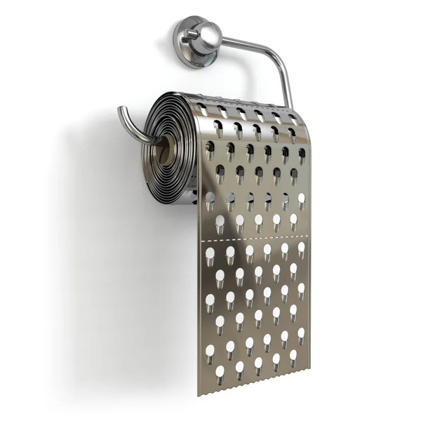 Hemorrhoids concept.Toilet paper  as grater. — Stock Photo, Image