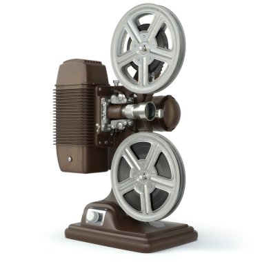 Beyaz izole vintage film film projektör.