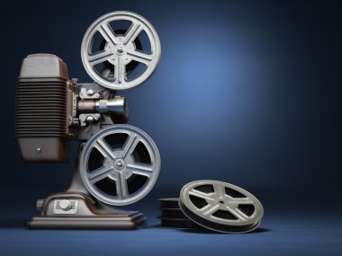 Video, sinema kavramı. Vintage film film projektör ve silindirlerin
