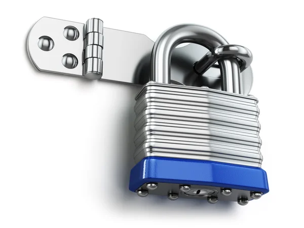 Padlock hanging on lock hinge. Security concept. — Stock Photo, Image