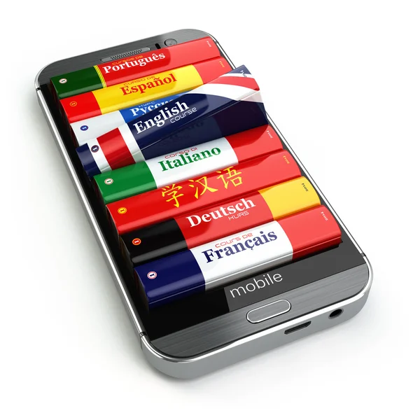 E-learning. Mobile dictionary. Learning languages online. — Stock Photo, Image