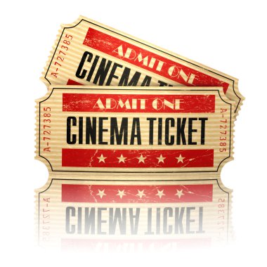 Beyaz izole retro sinema biletleri.