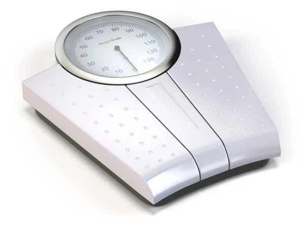 Gewicht weegschaal geïsoleerd op wit. — Stockfoto