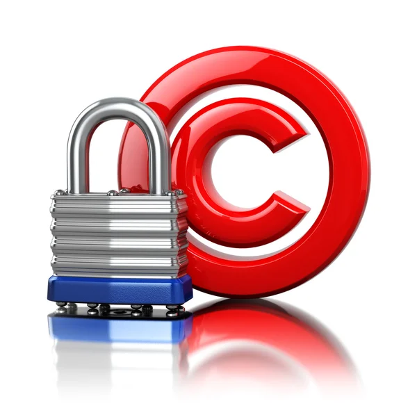 Copyright-symbool met slot. Bescherming concept. — Stockfoto