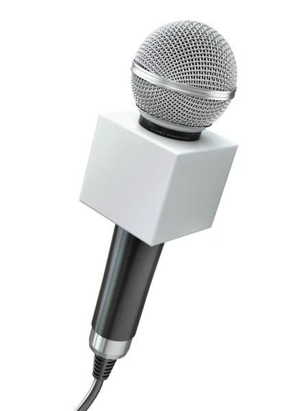 Microphone isolé sur blanc. Caraoke ou concept d'actualité . — Photo