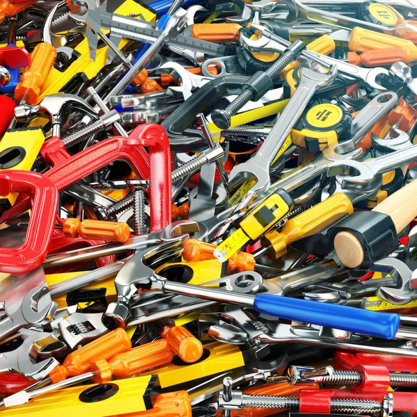 Fondo de herramienta. Montón de diferentes herramientas. Taller . —  Fotos de Stock