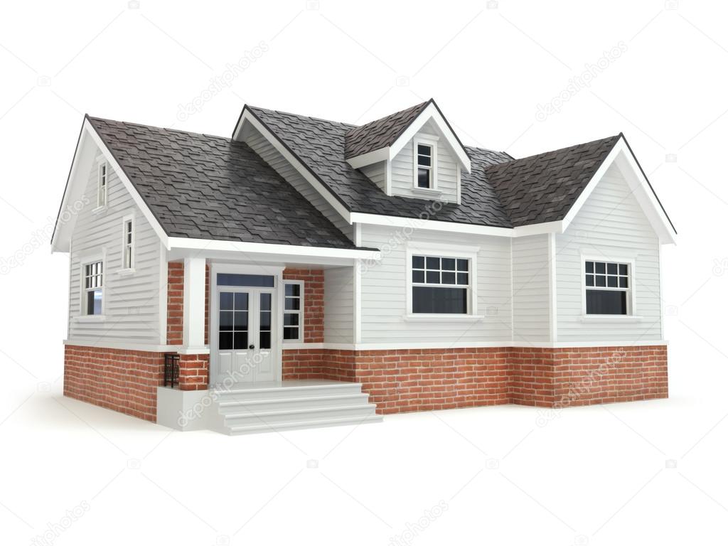 House isolated on white. Real estate concept. 3d