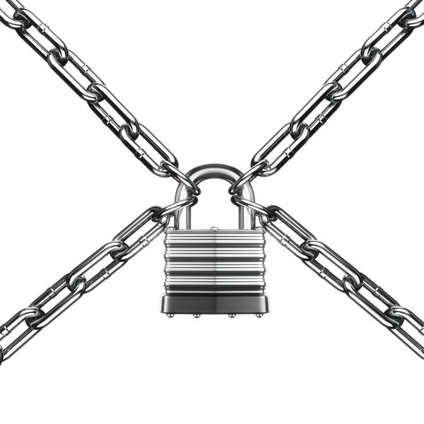 Концепция безопасности. Захват и цепь. Под защитой. 3d
