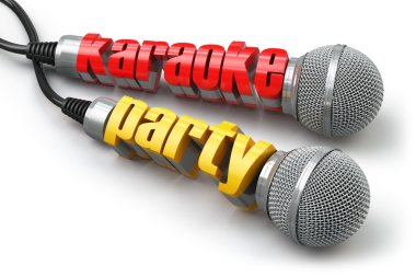 Karaoke party concept. Two microphones with text. clipart