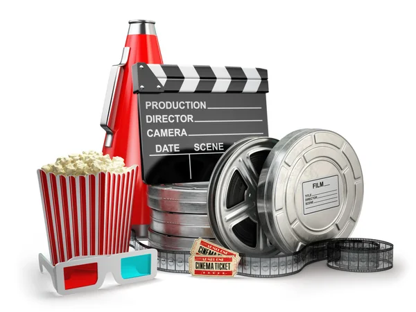 Wideo, film, kino koncepcja rocznika produkcji. Rolek filmu, cla — Zdjęcie stockowe