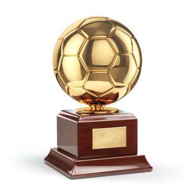 Futbol ya da futbol Ödülü. Altın Kupa bardak.