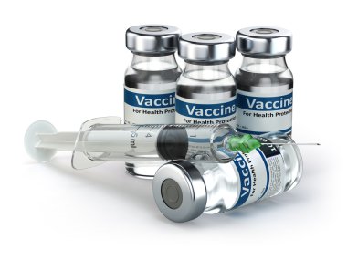 Vaccine in vial with syringe. Vaccination concept. clipart