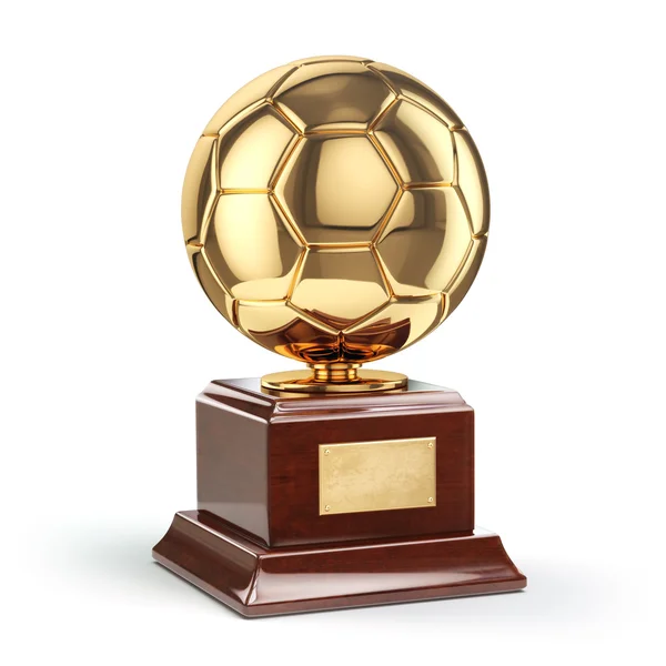 Football or soccer award. Golden trophy cup. — Stock Photo, Image