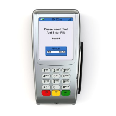 Beyaz arka plan üzerinde izole pos terminal.