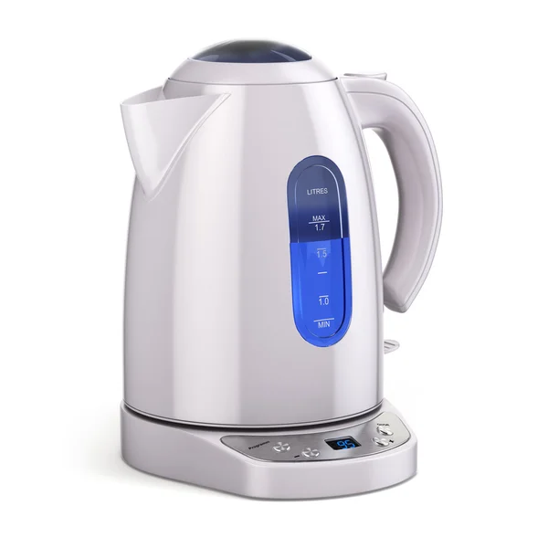 White electric kettle isolated on white. — Stock Photo, Image