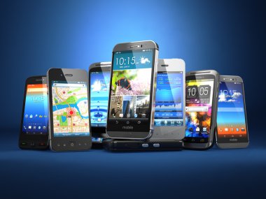 Cep telefonu seçin. Mavi ba farklı Smartphone'larda satırı
