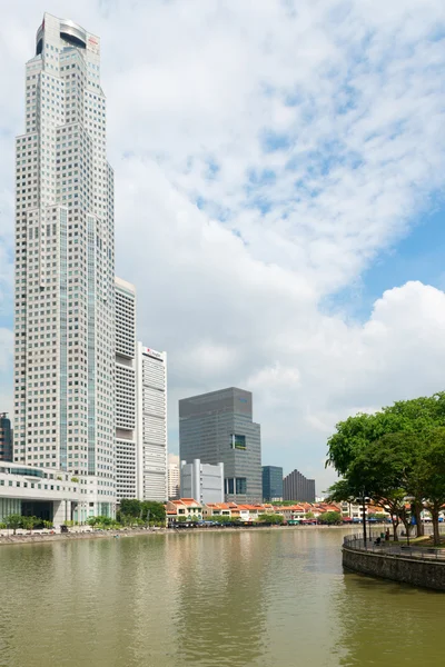 Boat Quay riverside on Singapore river — Stok fotoğraf