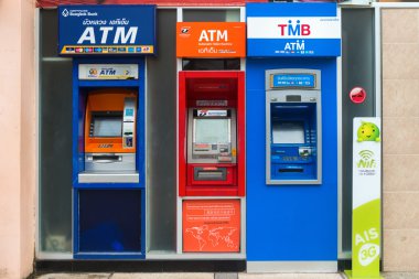 Row of ATM machines in Thailand