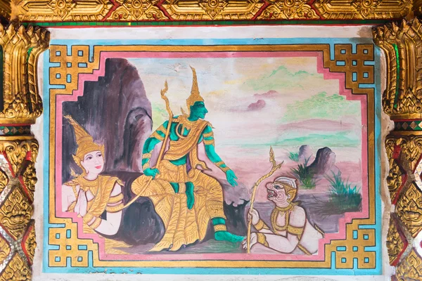 Pintura religiosa detallada dentro del santuario de Li Thi Miew — Foto de Stock