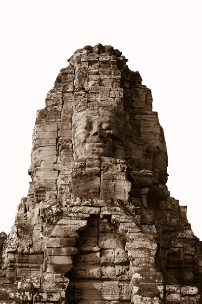 Rosto de pedra no antigo templo Bayon, Angkor no Camboja — Fotografia de Stock